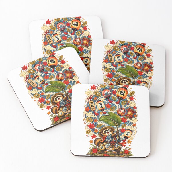 Item preview, The Tanuki of the Golden Whirlwind – Japanese Lucky Tanuki Ukiyo-e Art designed and sold by Substance_life.