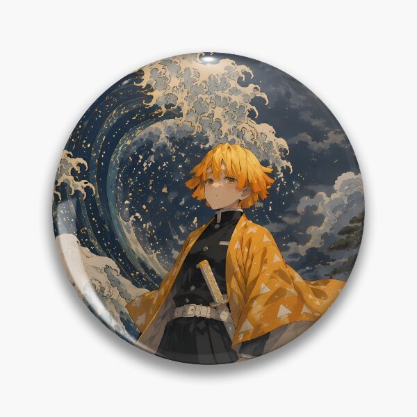 Item preview, Zenitsu Agatsuma Demon Slayer Great Wave Moonlight designed and sold by mildaclairmo.