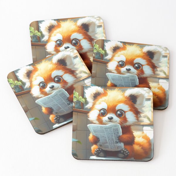 Item preview, Red Panda Bathroom Newspaper Reader Cute Cartoon Cozy Wildlife designed and sold by mildaclairmo.