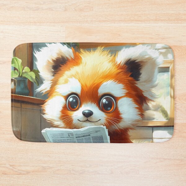 Item preview, Red Panda Bathroom Newspaper Reader Cute Cartoon Cozy Wildlife designed and sold by mildaclairmo.