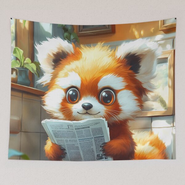 Item preview, Red Panda Bathroom Newspaper Reader Cute Cartoon Cozy Wildlife designed and sold by mildaclairmo.