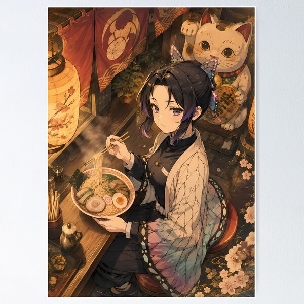 Item preview, Shinobu Kocho Demon Slayer Cozy Ramen Lantern Night designed and sold by mildaclairmo.
