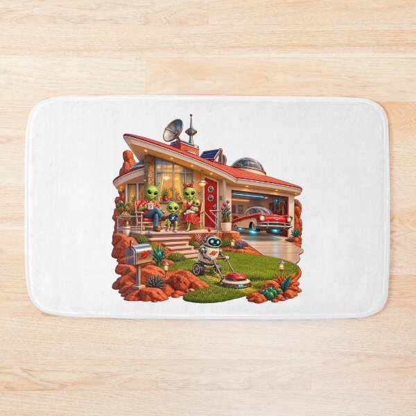 Item preview, Retro Alien Family Home on Mars – Vintage Sci-Fi Suburban Life designed and sold by builtforyou.