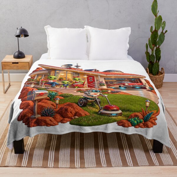 Item preview, Retro Alien Family Home on Mars – Vintage Sci-Fi Suburban Life designed and sold by builtforyou.