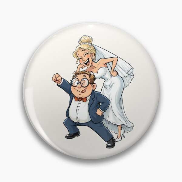Item preview, Funny Groom & Laughing Bride Playful Cartoon Illustration designed and sold by jo-e-basta.