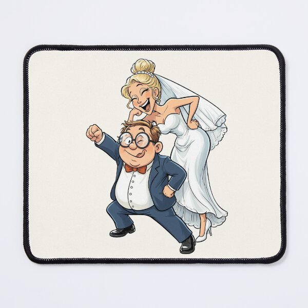 Item preview, Funny Groom & Laughing Bride Playful Cartoon Illustration designed and sold by jo-e-basta.