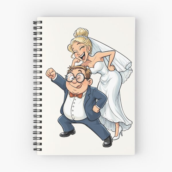 Item preview, Funny Groom & Laughing Bride Playful Cartoon Illustration designed and sold by jo-e-basta.