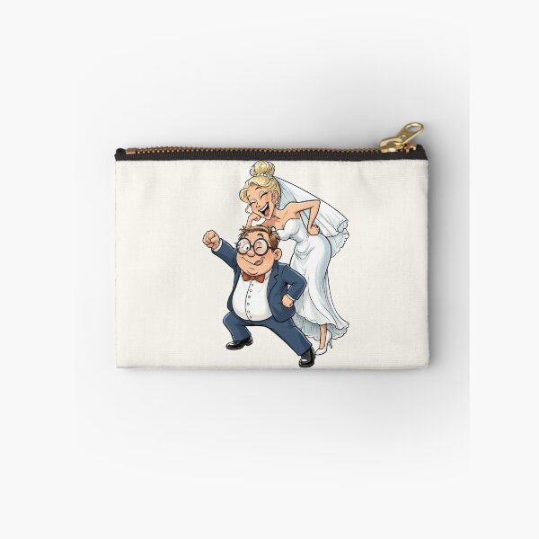 Item preview, Funny Groom & Laughing Bride Playful Cartoon Illustration designed and sold by jo-e-basta.
