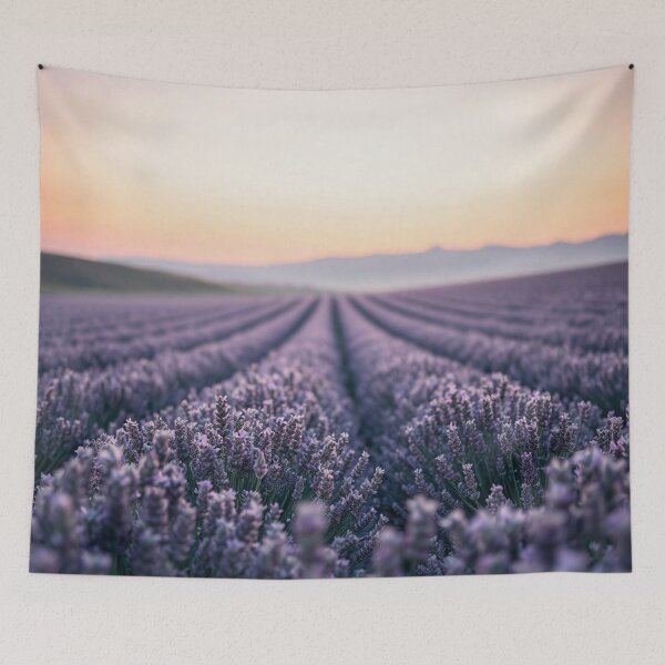 Item preview, Soft Lavender Field Dusk Landscape designed and sold by IntelliMindDesigns.