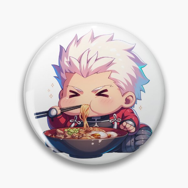 Item preview, Archer Fate Stay Night White Hair Kawaii Ramen Chibi Bite designed and sold by mildaclairmo.