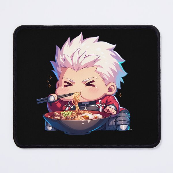 Item preview, Archer Fate Stay Night White Hair Kawaii Ramen Chibi Bite designed and sold by mildaclairmo.