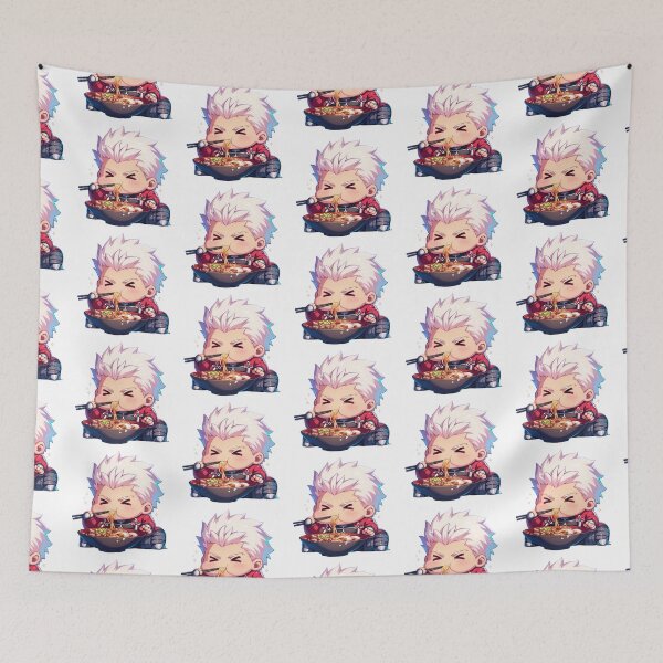 Item preview, Archer Fate Stay Night White Hair Kawaii Ramen Chibi Bite designed and sold by mildaclairmo.