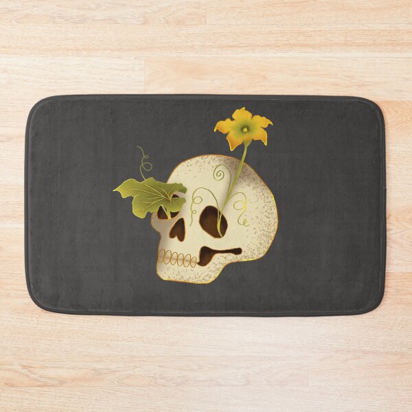 Item preview, Botanical Skull with Yellow Pumpkin Blossom Illustration designed and sold by Pop & Punch.