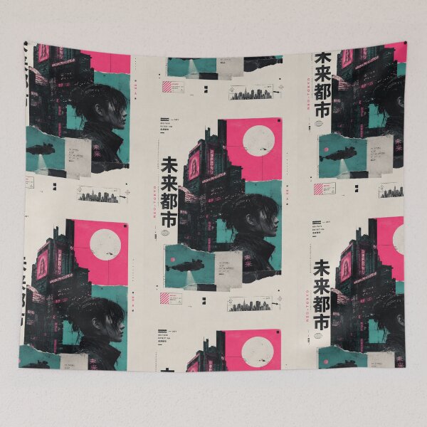 Item preview, Neo-Tokyo 2077 — Cyberpunk Future City Collage designed and sold by MarksBook.