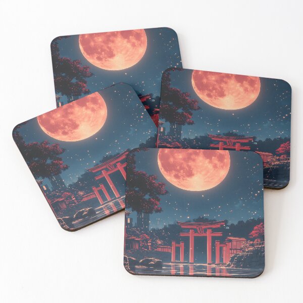 Item preview, Torii Gate Red Moon Shrine Lake Festival Night designed and sold by mildaclairmo.