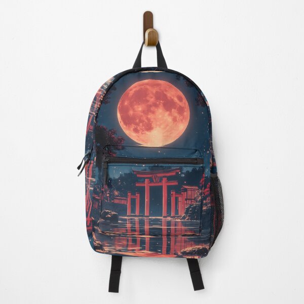 Item preview, Torii Gate Red Moon Shrine Lake Festival Night designed and sold by mildaclairmo.