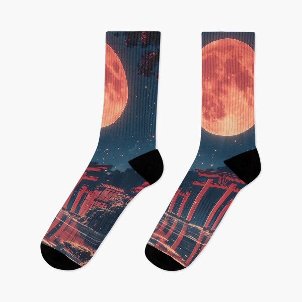 Item preview, Torii Gate Red Moon Shrine Lake Festival Night designed and sold by mildaclairmo.