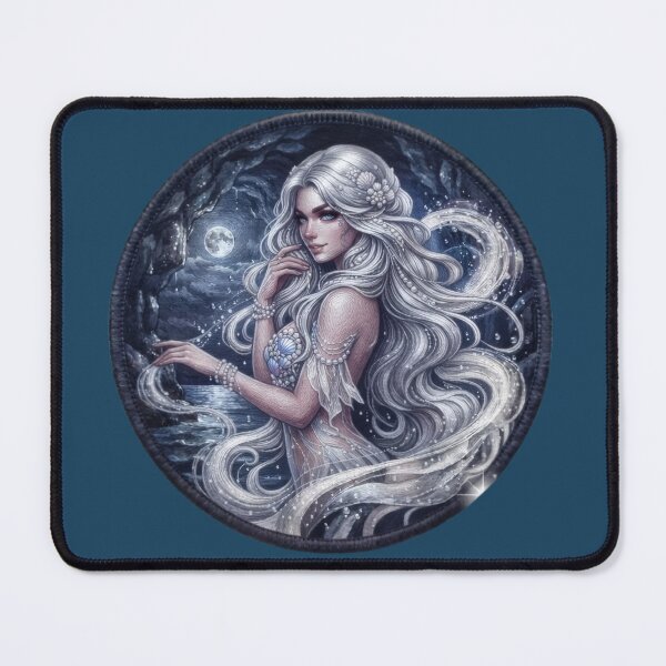 Item preview, Moonlit Silver Mermaid Grotto Badge designed and sold by Azurart2.