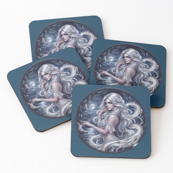 Item preview, Moonlit Silver Mermaid Grotto Badge designed and sold by Azurart2.