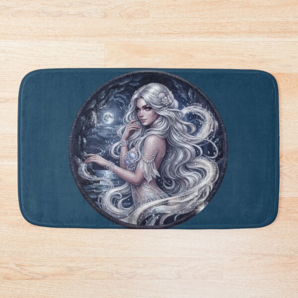 Item preview, Moonlit Silver Mermaid Grotto Badge designed and sold by Azurart2.