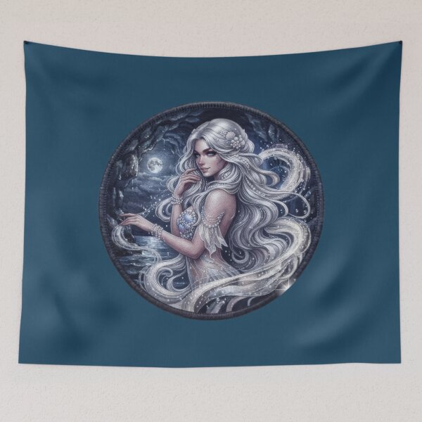Item preview, Moonlit Silver Mermaid Grotto Badge designed and sold by Azurart2.