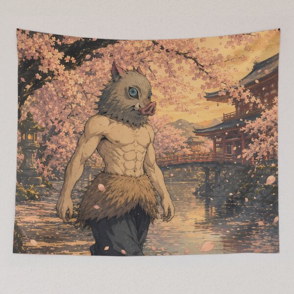 Item preview, Inosuke Hashibira Demon Slayer Sakura Temple Stroll designed and sold by mildaclairmo.