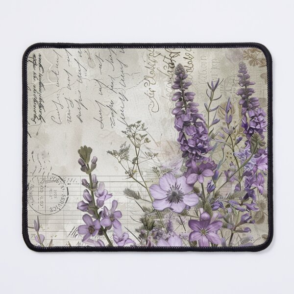 Item preview, Vintage Script Floral Ephemera - Purple Wildflowers on Old Letters and Ledger Paper designed and sold by Whimsical Wayfarer.