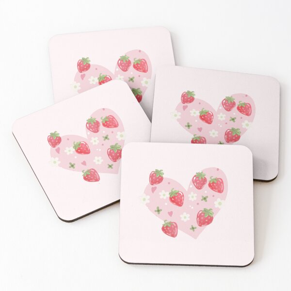 Item preview, Strawberry Toss Pink Floral Kawaii Pattern designed and sold by VenusandMoon.
