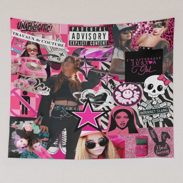 Item preview, Y2K McBling Aesthetic Pink Sticker Collage Pink Cybercore 2000s Mood Board designed and sold by Side By Side Studio.