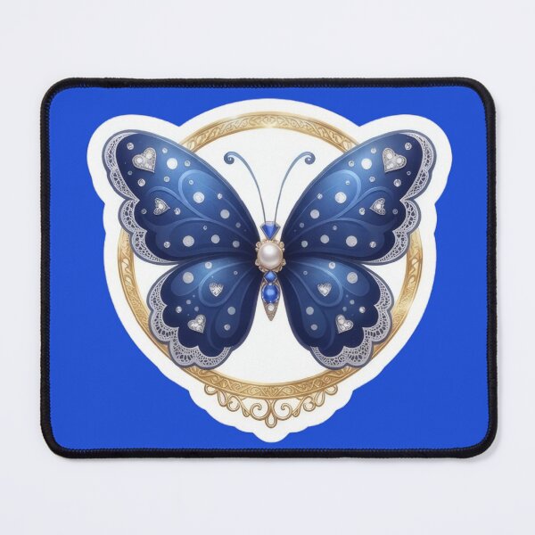 Item preview, Jeweled Blue Butterfly Gold Frame designed and sold by Azurart2.
