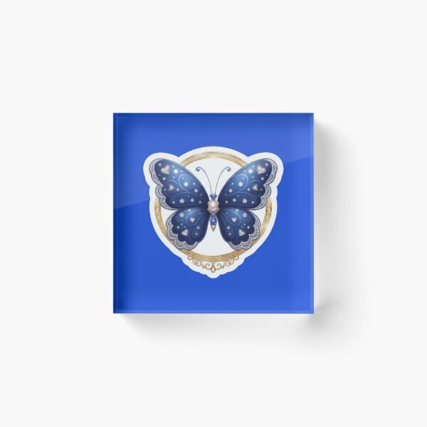 Item preview, Jeweled Blue Butterfly Gold Frame designed and sold by Azurart2.