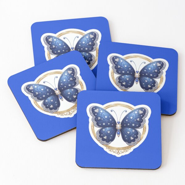 Item preview, Jeweled Blue Butterfly Gold Frame designed and sold by Azurart2.