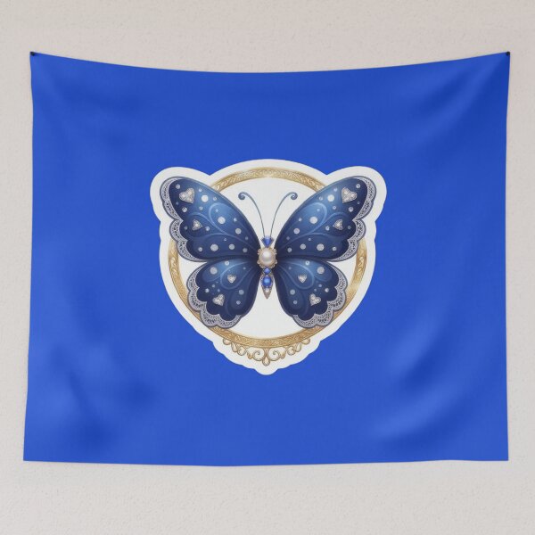 Item preview, Jeweled Blue Butterfly Gold Frame designed and sold by Azurart2.
