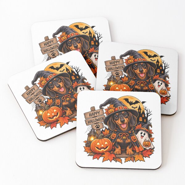 Aperçu de l'œuvre Adorable teckel pour Halloween créée et vendue par JKDJ.