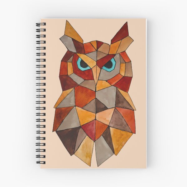 Item preview, Geometric Owl in Watercolor - Modern Art Terracotta Tones designed and sold by SuperMama1973.
