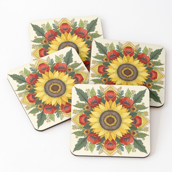 Item preview, Sunflower and red poppies designed and sold by Alla Gill.