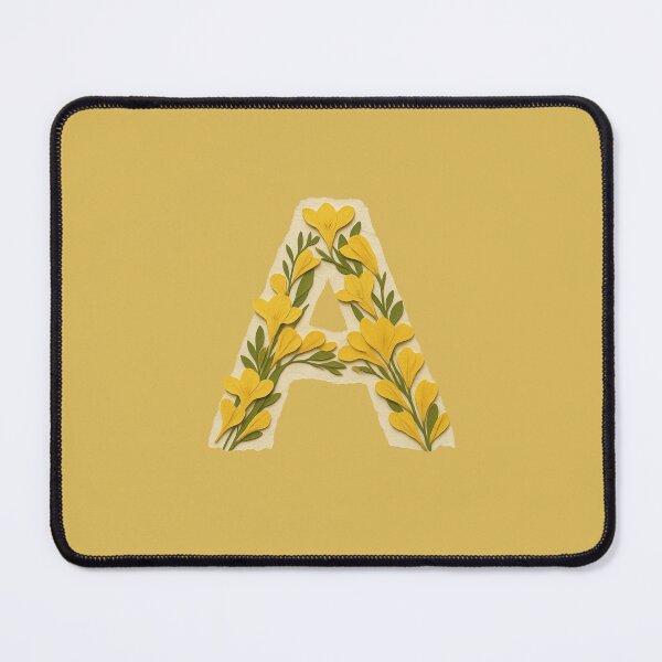 Item preview, Vintage Yellow Floral Letter A Monogram designed and sold by ITCHAWAWAA.