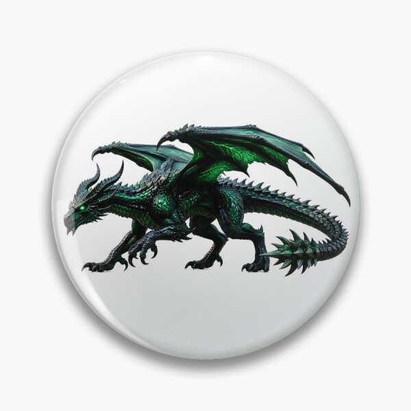 Item preview, Emerald Green Dragon – Dark Fantasy Winged Dragon designed and sold by DragonSerpent Ink.