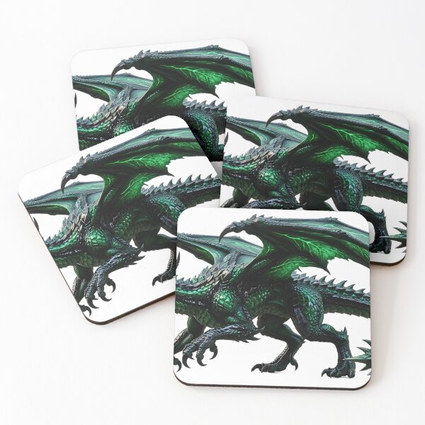 Item preview, Emerald Green Dragon – Dark Fantasy Winged Dragon designed and sold by DragonSerpent Ink.