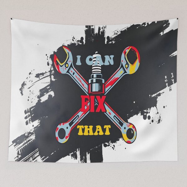 Item preview, I Can Fix That Mechanic Spark Plug Wrench Grunge designed and sold by ilyasartist.