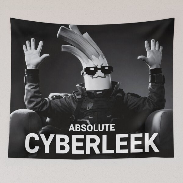 Item preview, Absolute Cyberleek Meme - Black and White Cyberpunk Boss Poster designed and sold by Billy Morfo™.