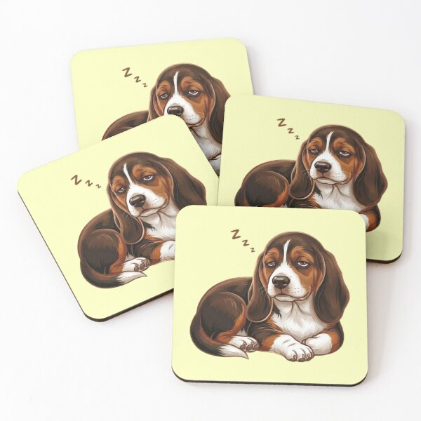 Item preview, Cute Sleepy Basset Hound / Beagle Dog Illustration designed and sold by Northern Glow Art.