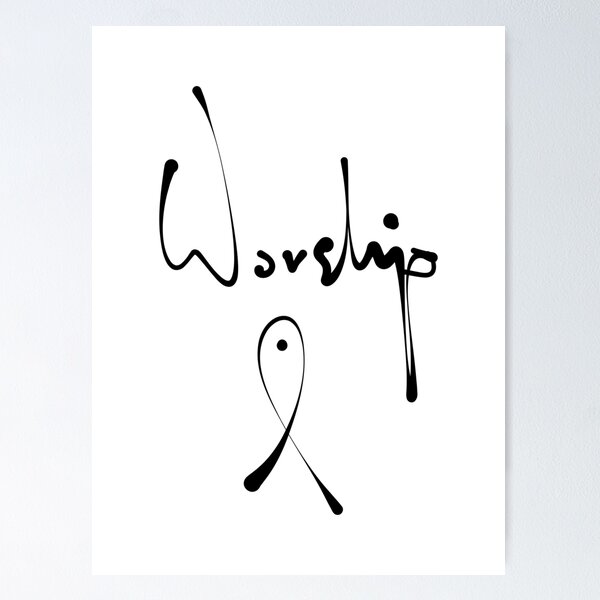 Item preview, Worship Hand Lettered Calligraphy Print | Christian Faith Typography Art designed and sold by Red Onion.