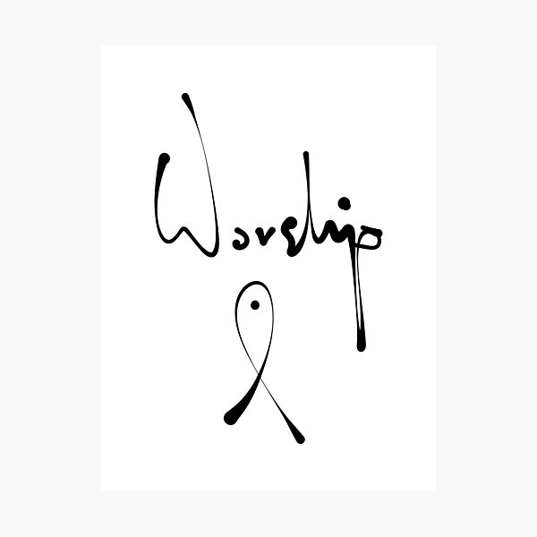 Item preview, Worship Hand Lettered Calligraphy Print | Christian Faith Typography Art designed and sold by Red Onion.