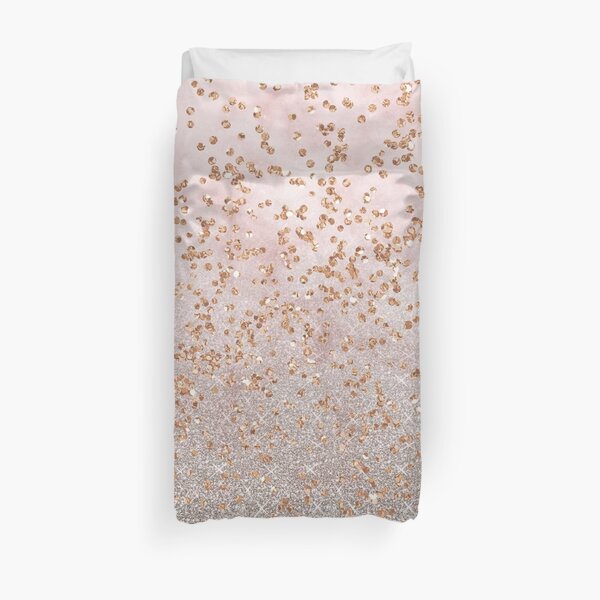 Gradients de paillettes d'or rose mixtes Housse de couette