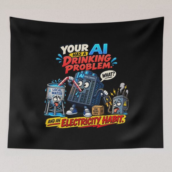 Item preview, YOUR AI HAS A DRINKING PROBLEM — And an Electricity Habit designed and sold by signshirtz.