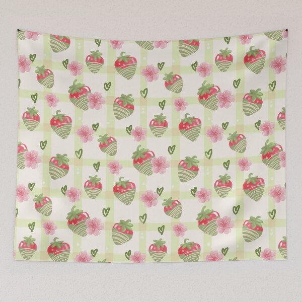 Item preview, Matcha-dipped Strawberries Cute Green Gingham Pattern designed and sold by VenusandMoon.