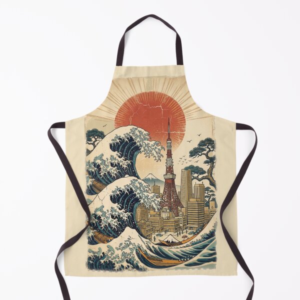 Item preview, The Great Wave off Kanagawa with city of Tokyo Japanese vintage design designed and sold by Rhu Creations.