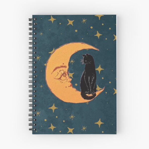 Item preview, Vintage Celestial Black Cat Crescent Moon - Whimsigoth Alt Aesthetic Print designed and sold by BrontesWhimsyStore.