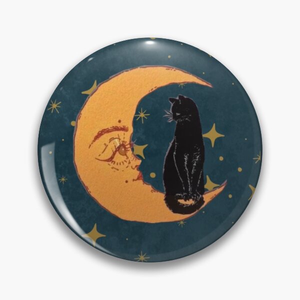 Item preview, Vintage Celestial Black Cat Crescent Moon - Whimsigoth Alt Aesthetic Print designed and sold by BrontesWhimsyStore.